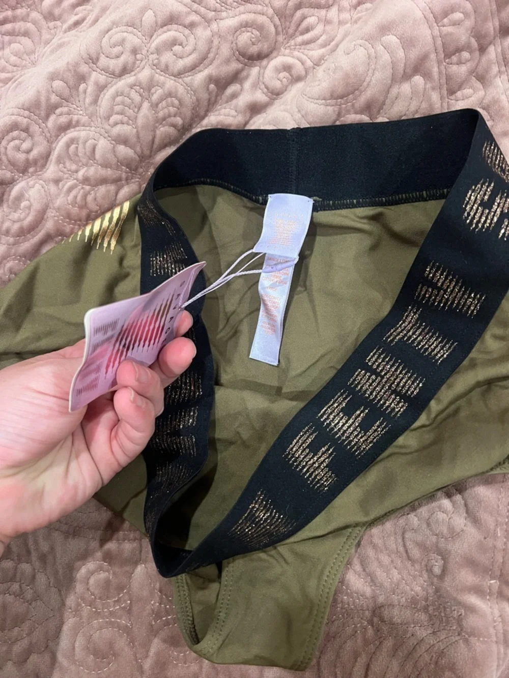 Savage X Fenty Olive Green Boxer Briefs with Black Logo Waistband